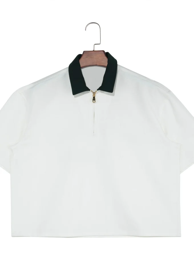 2025 Designer Men's Casual Half-Zip Cotton Tshirt Raglan Sleeve Solid Pattern High Quality Knitted for Spring Season