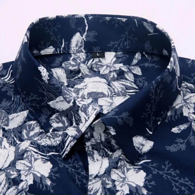 Button up Collar Floral Printing Shirts High Quality Fully Shirts for Man