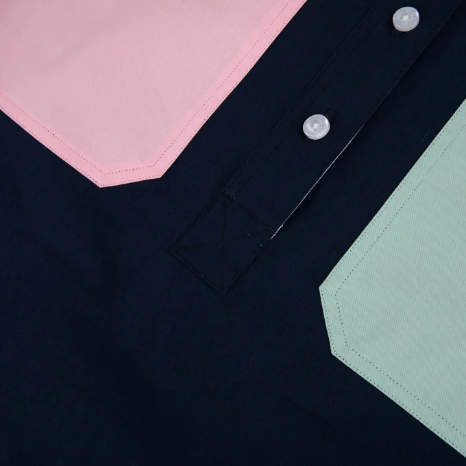 100% Cotton Men's Patchwork Oversized Long-sleeved Square Collar Casual Shirts