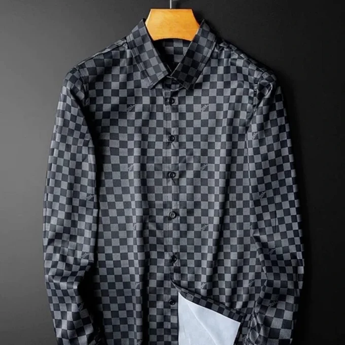 Men Autumn Plus Size Men's Long-sleeved Shirt Light Plaid Casual Shirt Button Down Shirts