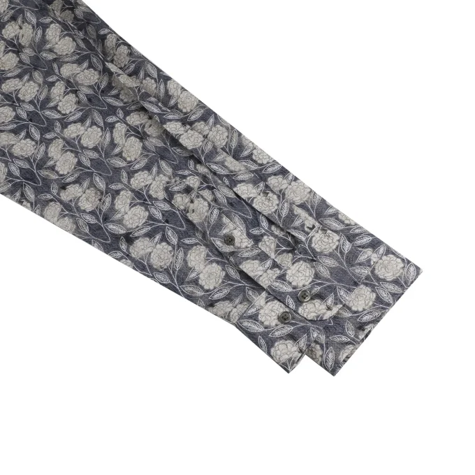 Retro Casual Men's Shirt Fashion Casual Regular Fit Flower Shirt Long-sleeved Single Breasted Musical Note Shirt Male