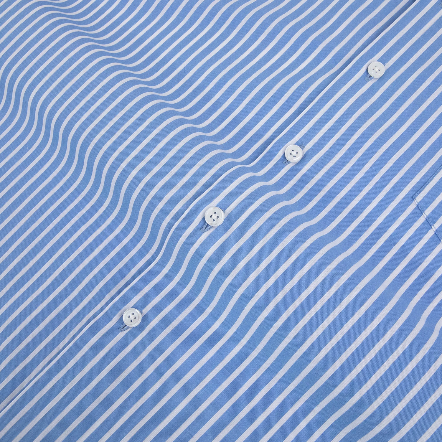 High Quality Casual Blue Striped 100% Cotton Short Sleeve Button up Shirt for Men