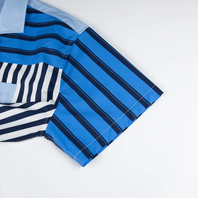 Western Cuban Collar Satin Digital Print Patchwork Causal Men Shirt Plaid Stripe Boxy Fit Short Sleeve Shirts for Men