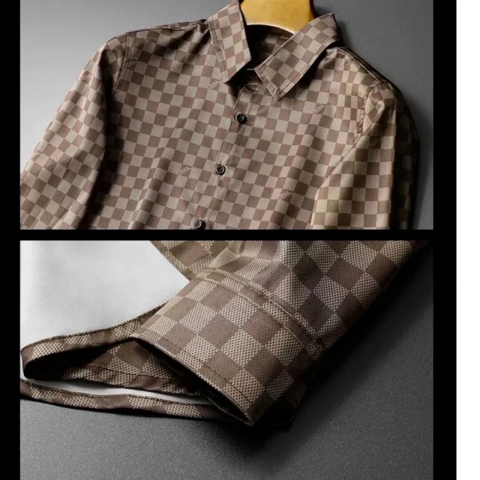 Men Autumn Plus Size Men's Long-sleeved Shirt Light Plaid Casual Shirt Button Down Shirts