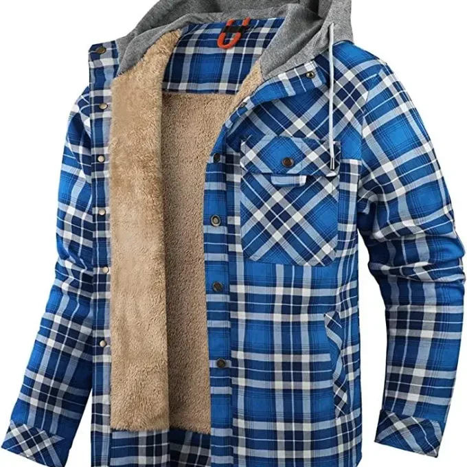 High End Men's Fleece Lined Solid Shirt Autumn Winter Jacket Shirts for Men