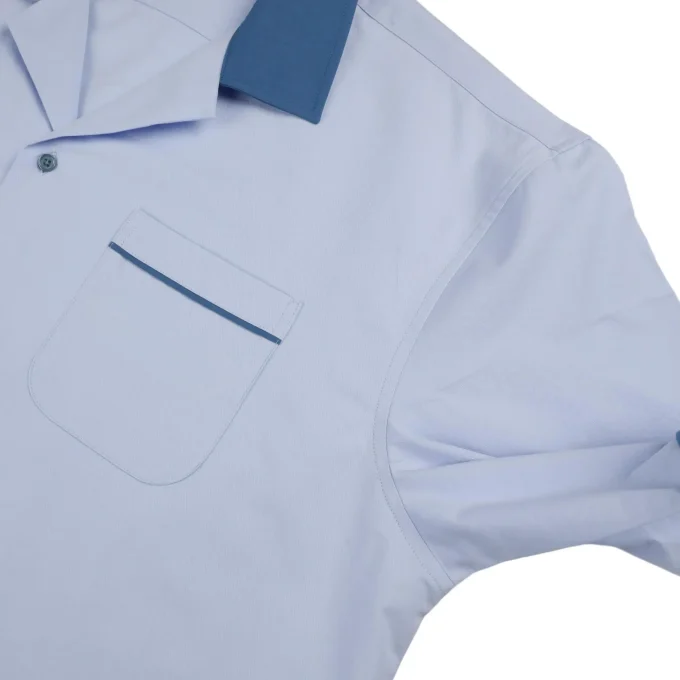 Men's Soft Fabric Contrast Collar Button Down Short Sleeve Shirts