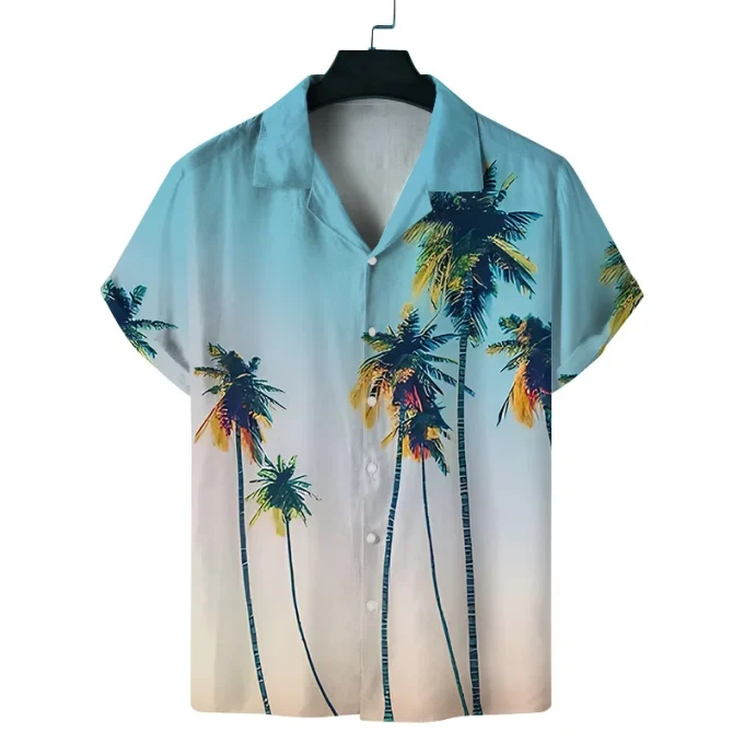 2025 Anti-wrinkle Silk Print Shirts Short Sleeve Digital Printing Summer Beach Satin Hawaiian Shirts for Men