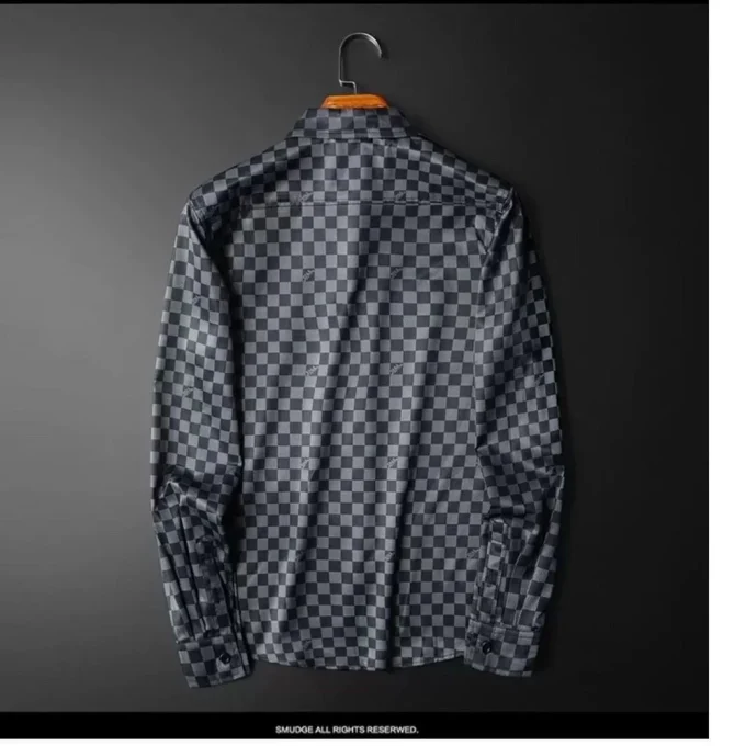 Men Autumn Plus Size Men's Long-sleeved Shirt Light Plaid Casual Shirt Button Down Shirts