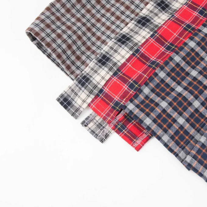 Direct Streetwear Multicoloured Patchwork Chain Embroidery Cotton Flannel Long Sleeve Designer Shirts for Men