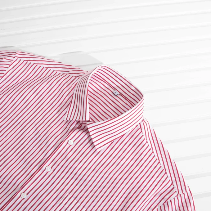 Casual Pink Striped 100% Cotton Long Sleeve Button up Shirt