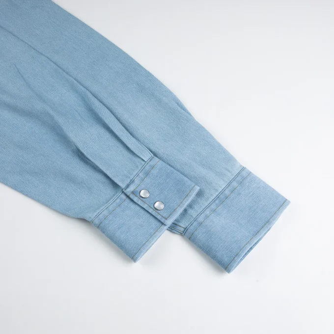 Men's Cowboy Fashion Long Sleeve Denim Men's Shirts with Snap Buttons