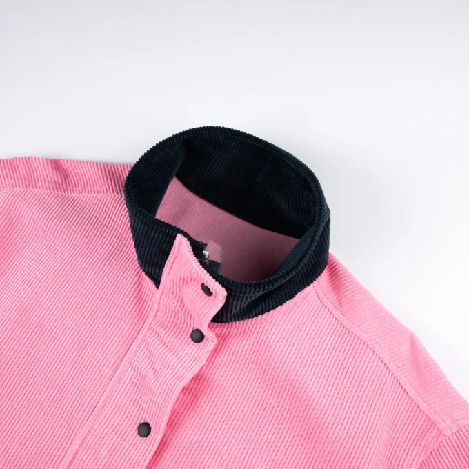 Men's Casual Corduroy Snap Button Jacket with Zipper Patchwork Design