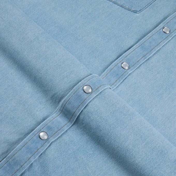 Men's Cowboy Fashion Long Sleeve Denim Men's Shirts with Snap Buttons