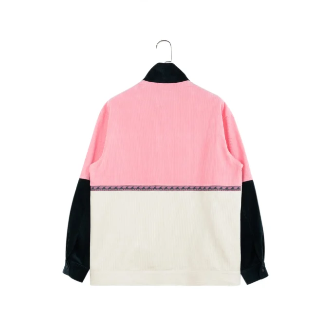 Men's Casual Corduroy Snap Button Jacket with Zipper Patchwork Design