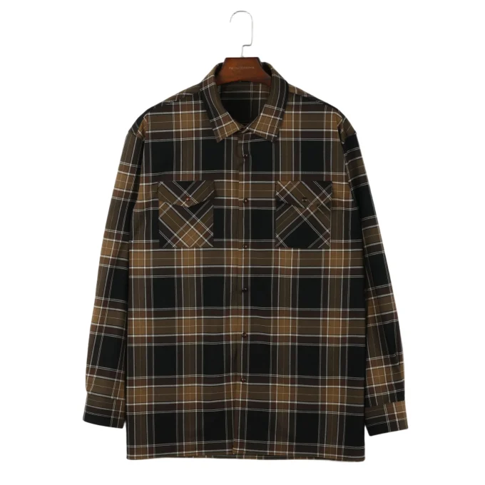Men's Vintage Style Oversized Plaid Button Down Long Sleeve Shirts