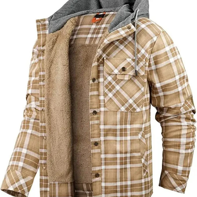 High End Men's Fleece Lined Solid Shirt Autumn Winter Jacket Shirts for Men