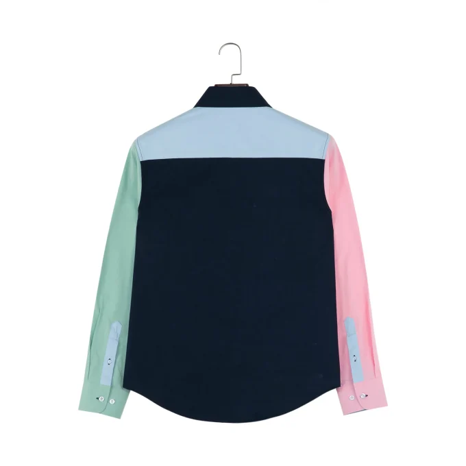 100% Cotton Men's Patchwork Oversized Long-sleeved Square Collar Casual Shirts