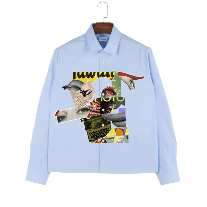 Men's 100% Cotton Digital Print with Anti-Shrinkle Breathable Autumn Long Sleeve Casual Shirts