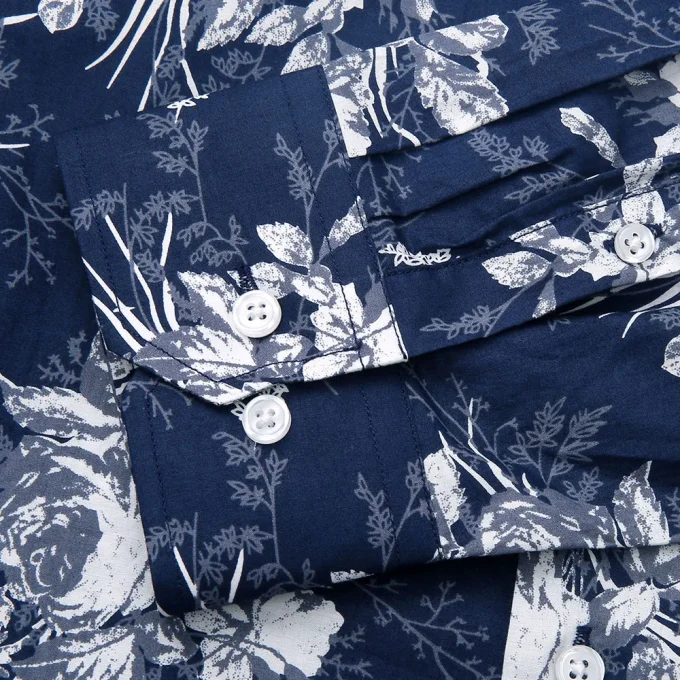 Button up Collar Floral Printing Shirts High Quality Fully Shirts for Man