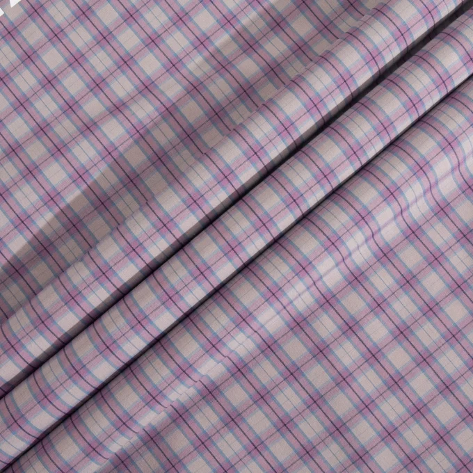 Men's Summer Plaid Shirt Casual Fabric Splicing Hit Color Style Light Purple Short Sleeve Anti-Pilling Available