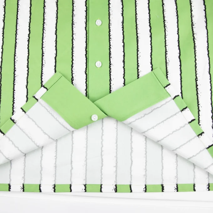 New Arrivals Innovative Design Short Sleeve Shirts Summer Beach Vacation Aesthetic Green Striped Button Down Shirt for Men Boxy