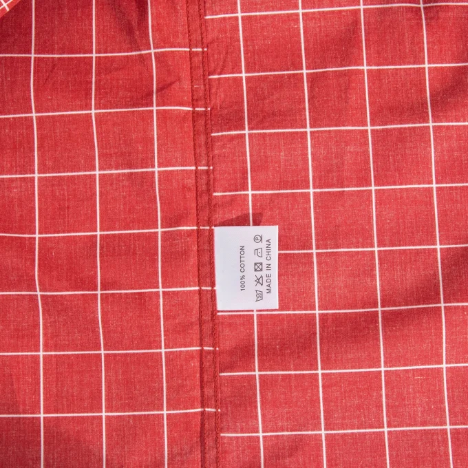 Summer Cropped Button up Shirt 100% Cotton Casual Square Collar Red Plaid Short Sleeve Shirt