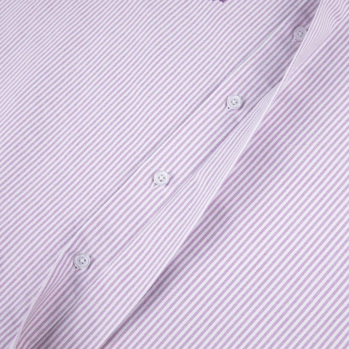 Men's 100% Cotton Oxford Casual Shirts Striped Long Sleeve Hidden Placket Checked Design Embroidery Applique