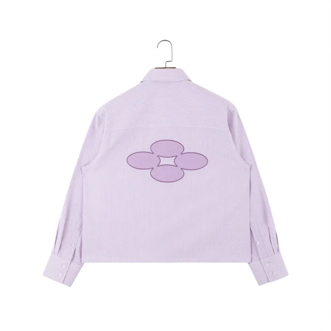 Men's 100% Cotton Oxford Casual Shirts Striped Long Sleeve Hidden Placket Checked Design Embroidery Applique