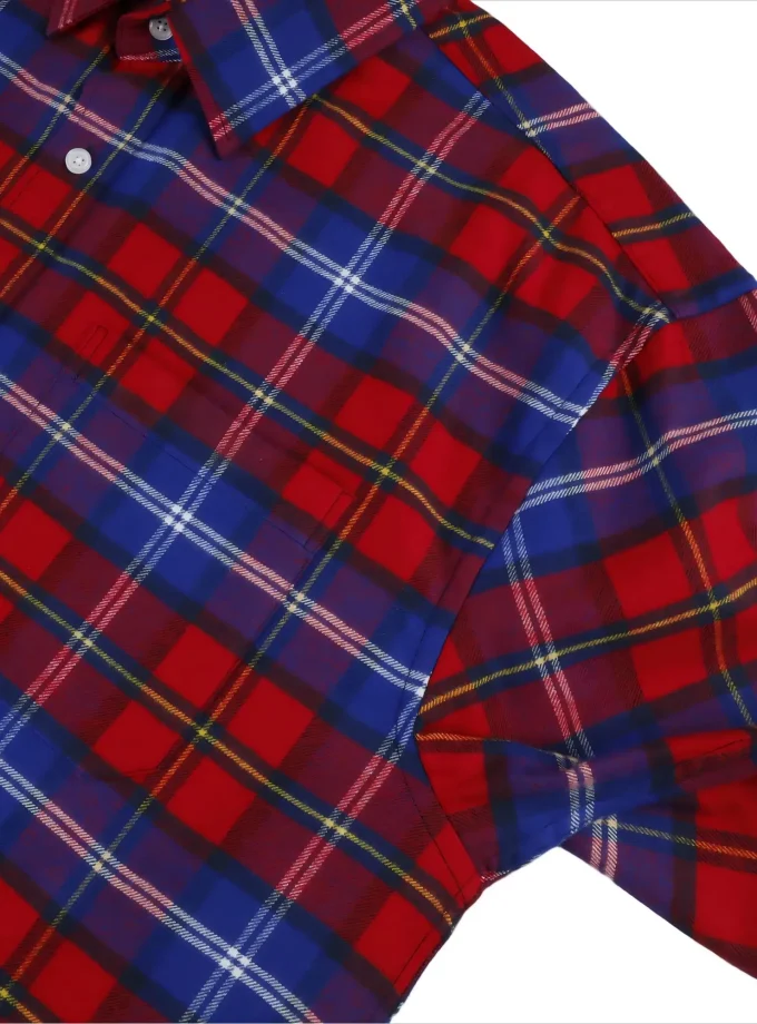 100% Cotton High Quality Printing Men's Plaid Short Sleeve Shirts