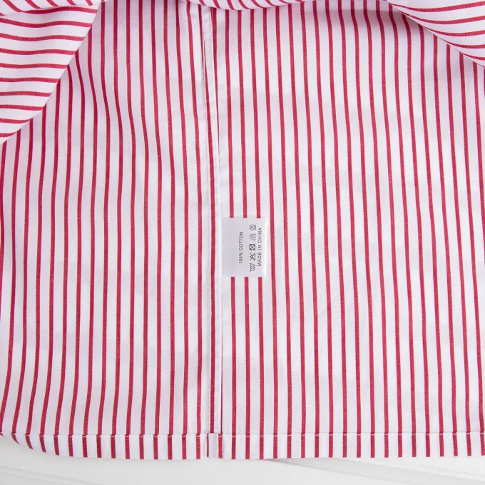 Casual Pink Striped 100% Cotton Long Sleeve Button up Shirt