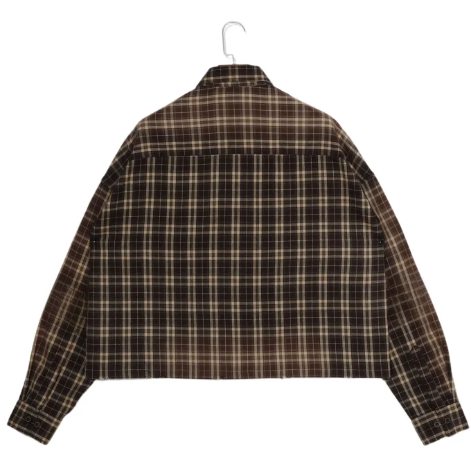 Men's Distressed Vintage Style Embroidered Long Sleeve Check Shirts