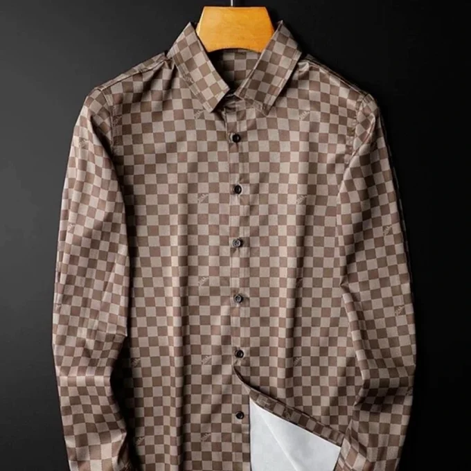 Men Autumn Plus Size Men's Long-sleeved Shirt Light Plaid Casual Shirt Button Down Shirts