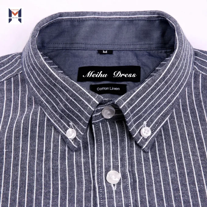 Men Shirts Linen/Cotton Blend Fabric Long Sleeve Solid Color 100% Support