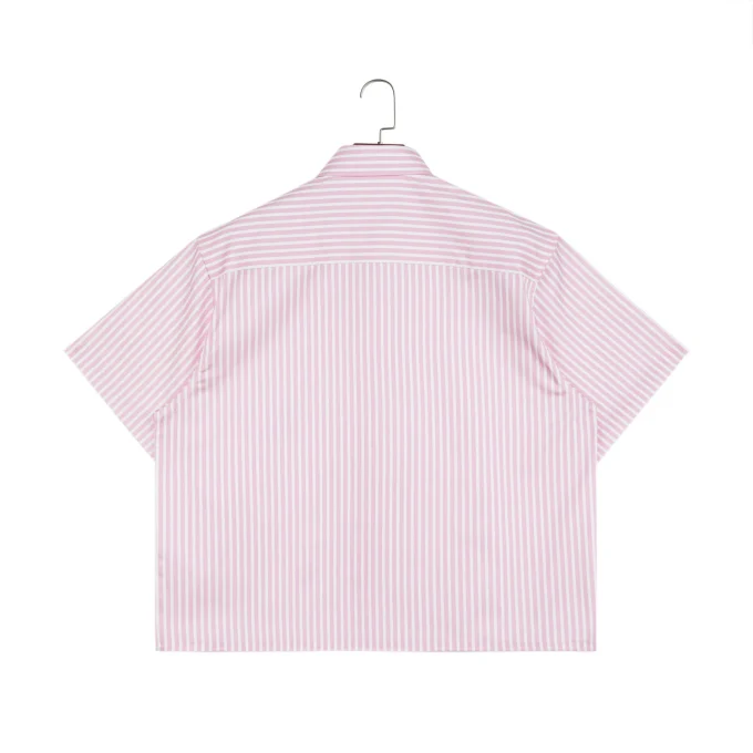 Turn-Down Collar Men's Striped Casual Design Breathable Short Sleeve Shirts