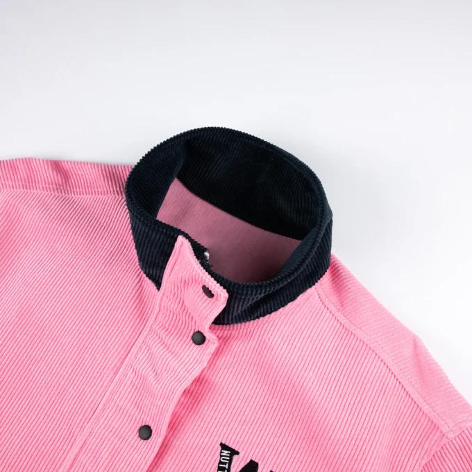 Reversible Zipper Plaid Design Snap Button Jacket for Men Unisex Casual Corduroy Clothing Patchwork Style