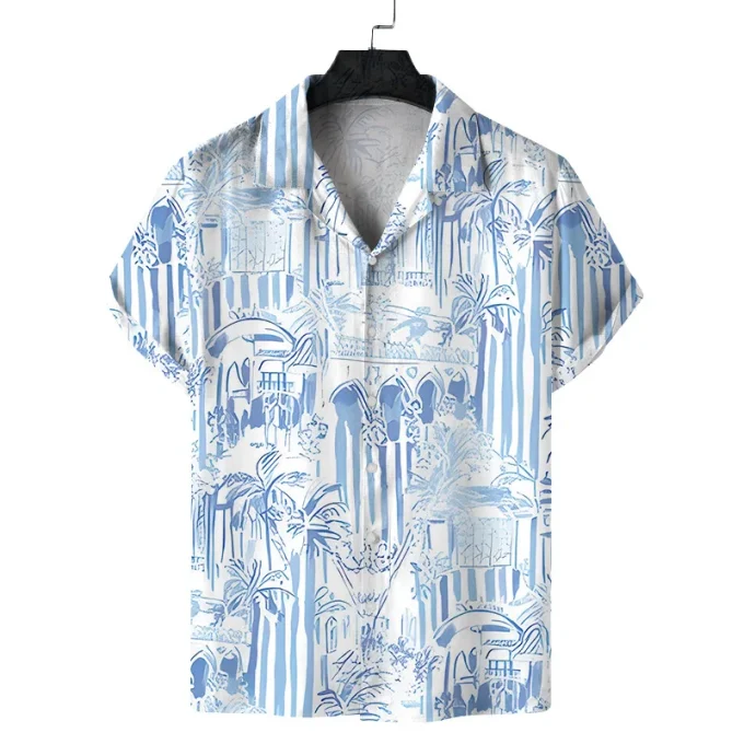 2025 Anti-wrinkle Silk Print Shirts Short Sleeve Digital Printing Summer Beach Satin Hawaiian Shirts for Men