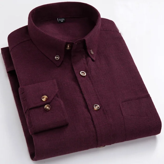 Mens Quilted Cheap Shirts Long Sleeve Winter Solid Color Cotton Button Down Shirt Direct Supply
