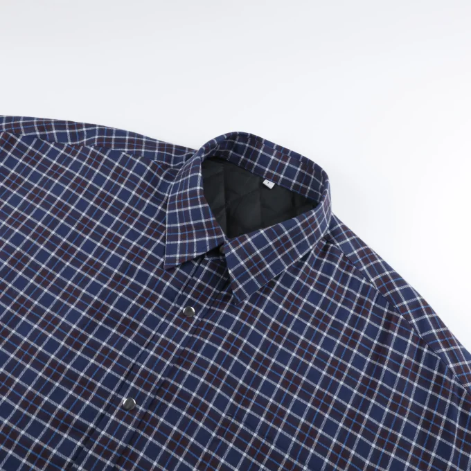 Autumn Winter Fashion Plaid Long Sleeve Quilted Lining Flannel Coats Flannel Shirts for Men Clothing