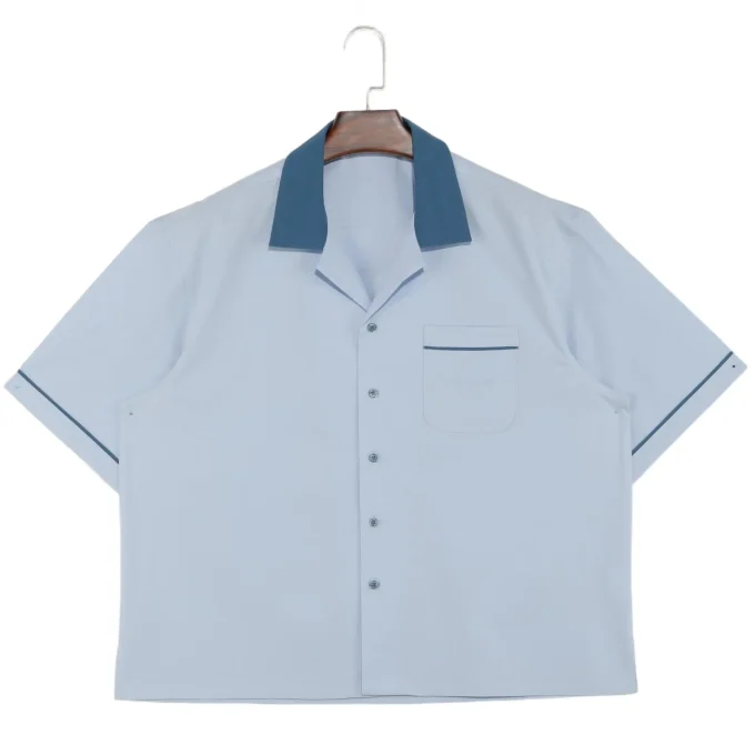 Men's Soft Fabric Contrast Collar Button Down Short Sleeve Shirts