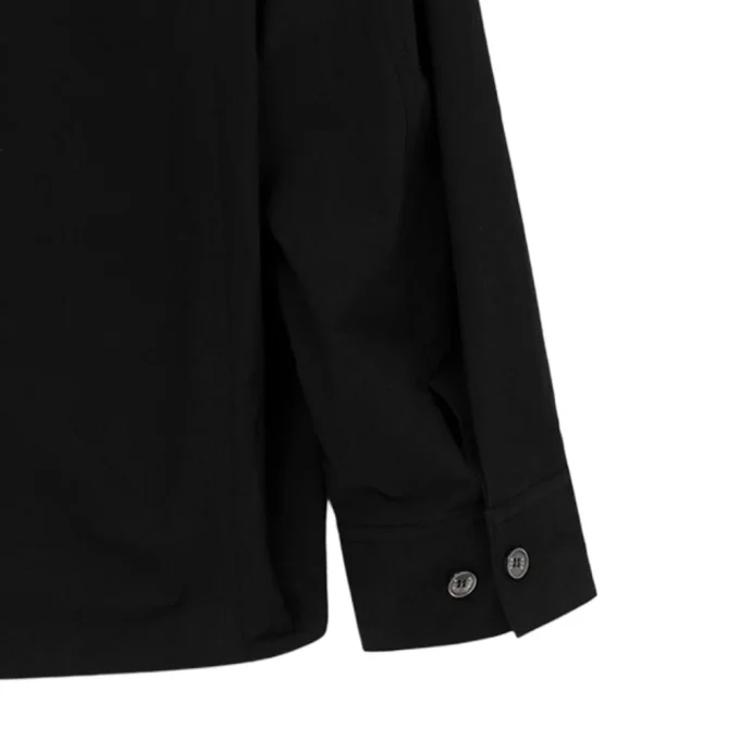 Self-design Men's Black Embroidered Button Down Long Sleeve Shirts