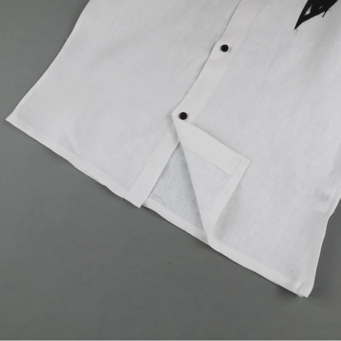 Men's White Printed Button Down Short Sleeve Shirts