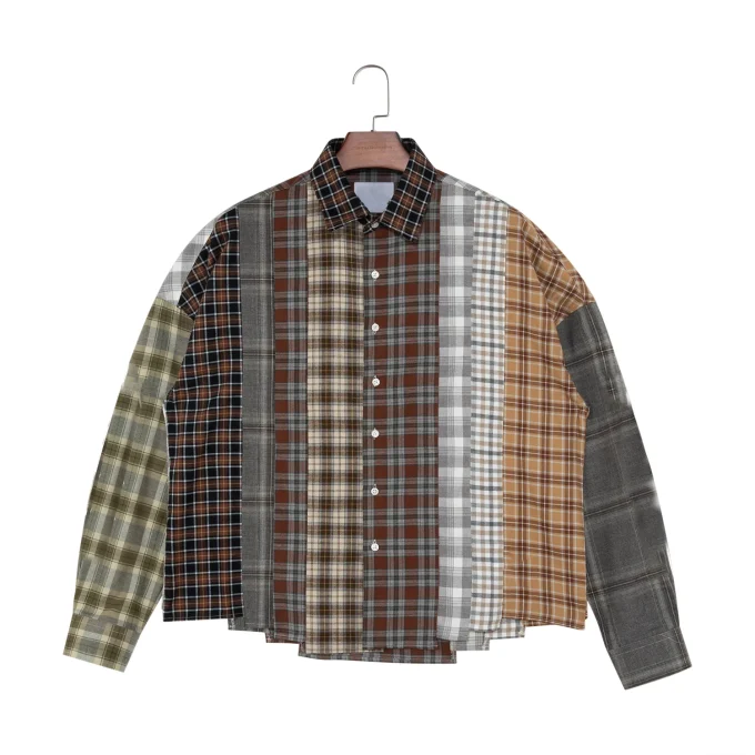 Button up Fashion Plus Size Plaid Shirts 100% Cotton Long Sleeve Flannel Shirts for Men Clothing