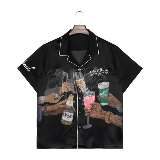 Design High Quality Silk Slim Fit Short Sleeve Casual Color-Blocking Shirt for Men Breathable for Summer