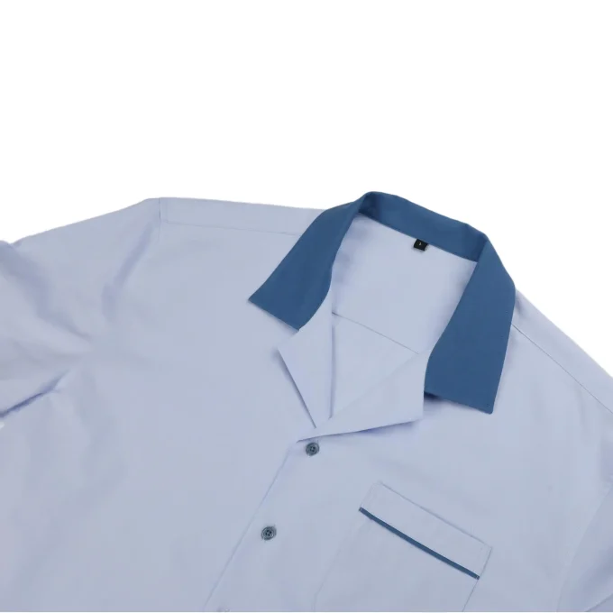 Men's Soft Fabric Contrast Collar Button Down Short Sleeve Shirts