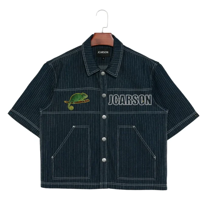 Premium Men's Corduroy Boxy Style Short Sleeve Shirts 100% Cotton Anti-Wrinkle Embroidered