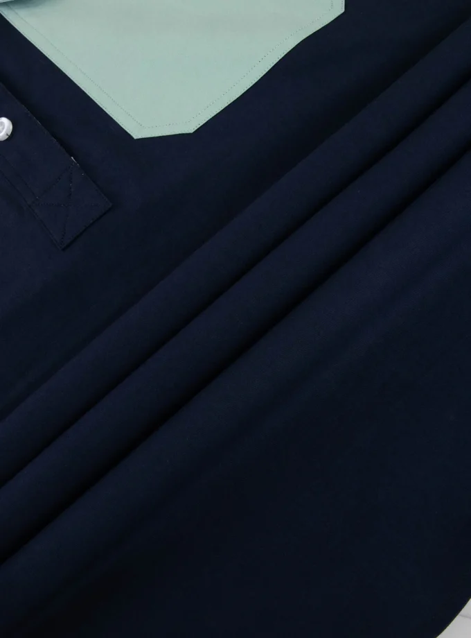 100% Cotton Men's Patchwork Oversized Long-sleeved Square Collar Casual Shirts