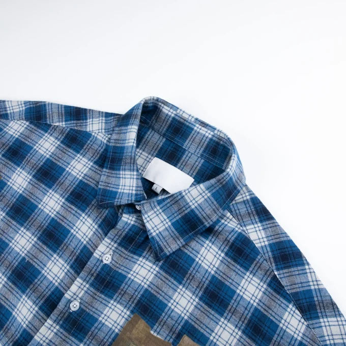 Designer High Quality Autumn Casual Long Sleeve Plaid Flannel Casual Loose Boxy Shirt for Men with Print and Embroidery