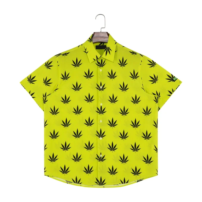 Breathable Summer Hawaiian Vacation Shirt Button up Men Shirt Viscose Short Sleeve Style Personal