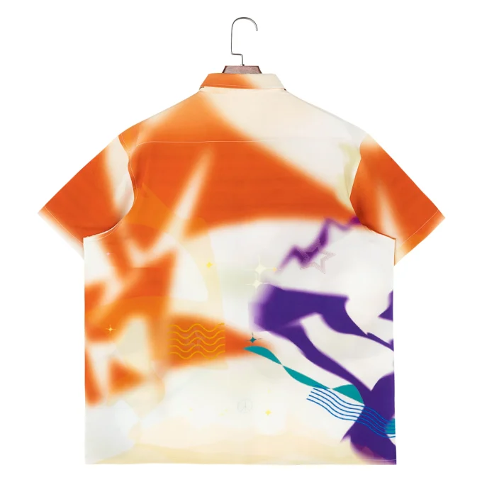 High Quality Men's 100% Rayon Anti-Wrinkle Quick Dry Broadcloth Digital Print Short Sleeve Shirts