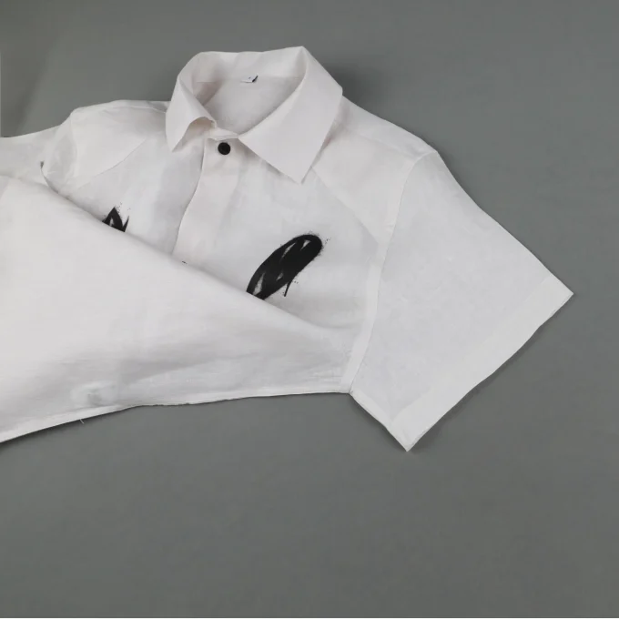 Men's White Printed Button Down Short Sleeve Shirts